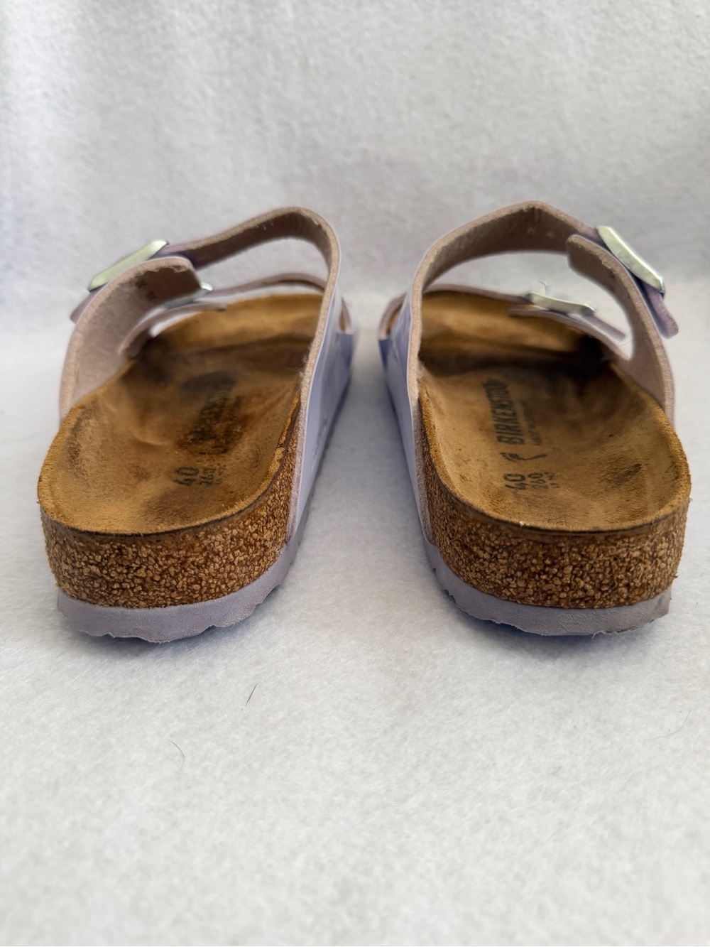 Birkenstock Arizona Patent Double-Buckle Sandal in Light Lavender - Picture 4 of 5